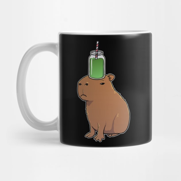 Capybara with a Green Smoothie on its head by capydays